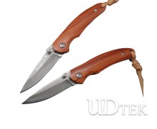 Yangjiang tool Damascus steel Red sandalwood handle mini no logo folding knife UD19030